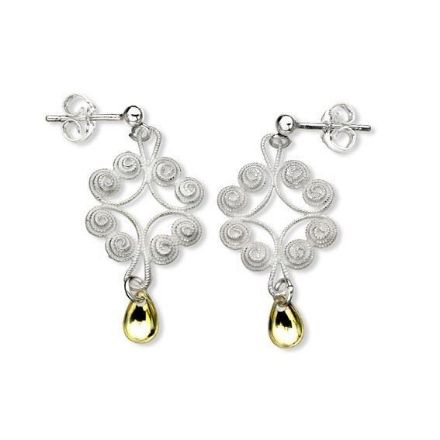 Kort ørepynt, hvit. Nordlandssølv - 62900 Kort ørepynt, hvit. Nordlandssølv - 62900