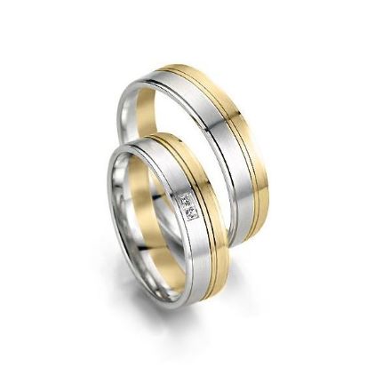 Gifteringer i hvitt og gult gull 14 kt, 5.5 mm. Smart line - 48070630 Gifteringer i hvitt og gult gull 14 kt, 5.5 mm. Smart line - 48070630