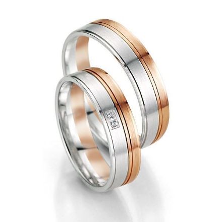 Gifteringer i hvitt og rødt gull 14 kt, 5.5 mm. Smart line - 4807063 Gifteringer i hvitt og rødt gull 14 kt, 5.5 mm. Smart line - 4807063