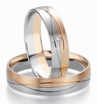 Gifteringer i hvitt og rødt gull 14 kt, 5 mm. Smart line - 4807105 Gifteringer i hvitt og rødt gull 14 kt, 5 mm. Smart line - 4807105