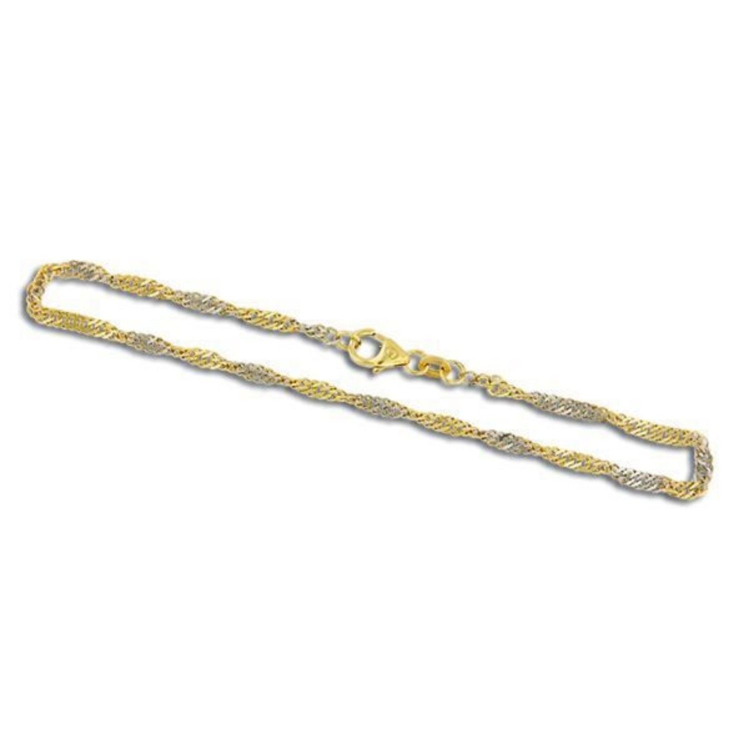 Armbånd gull. SINGAPORE i hvitt og gult gull 14 kt, 18 cm/2,9 mm - 18TF2918