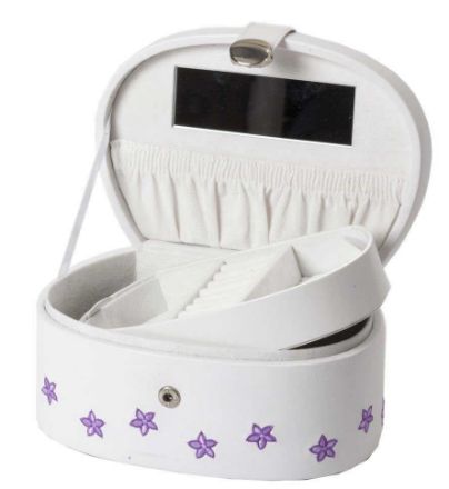 Smykkeskrin, hvitt med lilla blomster - 97054 Smykkeskrin, hvitt med lilla blomster - 97054