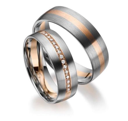 Gifteringer i palladium 500 & rødt gull 14 kt, 6.5 mm. GERSTNER - 28720 Gifteringer i palladium 500 & rødt gull 14 kt, 6.5 mm. GERSTNER - 28720