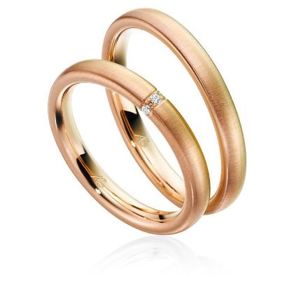 Gifteringer i rødt & rosé & gult gull 14 kt, 3 mm. GERSTNER - 28608 Gifteringer i rødt & rosé & gult gull 14 kt, 3 mm. GERSTNER - 28608