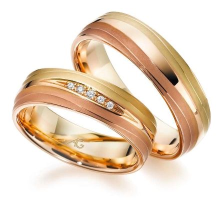 Gifteringer i rødt & rosé & gult gull 14 kt, 6 mm. GERSTNER - 28717 Gifteringer i rødt & rosé & gult gull 14 kt, 6 mm. GERSTNER - 28717