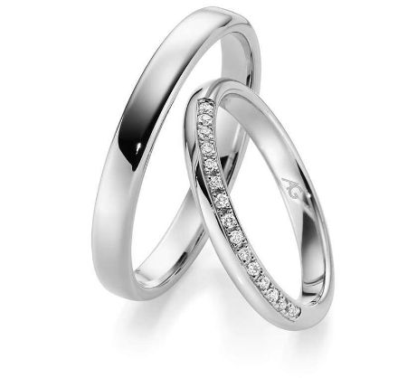 Gifteringer i hvitt gull 14 kt, 3 mm. GERSTNER - 28711 Gifteringer i hvitt gull 14 kt, 3 mm. GERSTNER - 28711