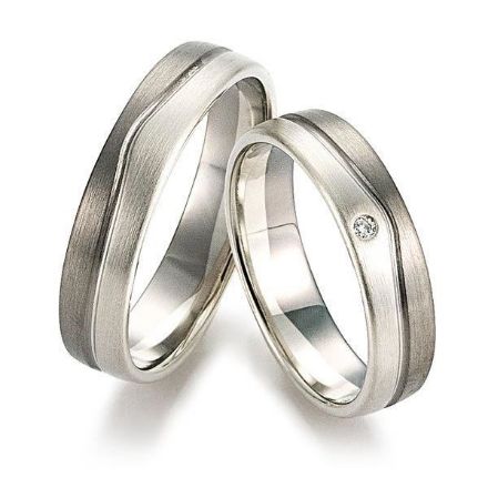 Gifteringer i palladium 500 & hvitt gull 9 kt, 5 mm. GERSTNER - 128344 Gifteringer i palladium 500 & hvitt gull 9 kt, 5 mm. GERSTNER - 128344