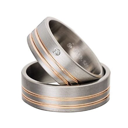 Gifteringer i stål &  rødt gull, 7 mm. RAUSCHMAYER - 1160026 Gifteringer i stål &  rødt gull, 7 mm. RAUSCHMAYER - 1160026