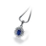 Diamantsmykke i gull med 0,12 ct TW-Si & safir -272050