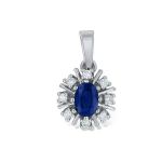 Diamantsmykke i gull med 0,12 ct TW-Si & safir -272050