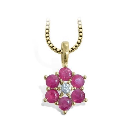 diamantsmykke med rubin diamantsmykke med rubin