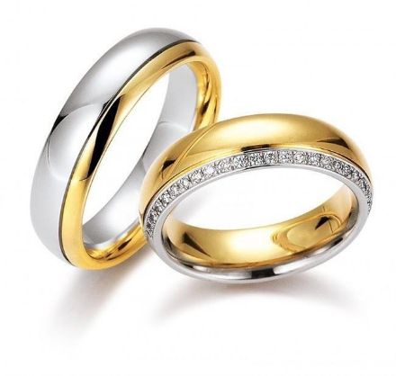 Gifteringer i hvitt & gult gull 14 kt, 6 mm. GERSTNER - 28235 Gifteringer i hvitt & gult gull 14 kt, 6 mm. GERSTNER - 28235