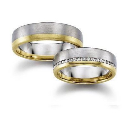 Gifteringer i hvitt & gult gull 14kt, 6 mm. GERSTNER - 27493 Gifteringer i hvitt & gult gull 14kt, 6 mm. GERSTNER - 27493