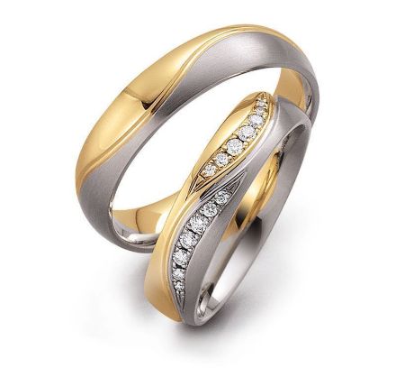 Gifteringer i hvitt & gult gull 14kt, 5 mm. GERSTNER - 28029 Gifteringer i hvitt & gult gull 14kt, 5 mm. GERSTNER - 28029