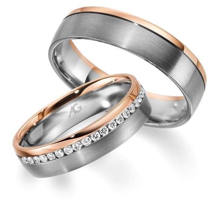 Gifteringer i hvitt & rødt gull 14 kt, 5 mm & 5.5 mm. GERSTNER - 28724 Gifteringer i hvitt & rødt gull 14 kt, 5 mm & 5.5 mm. GERSTNER - 28724