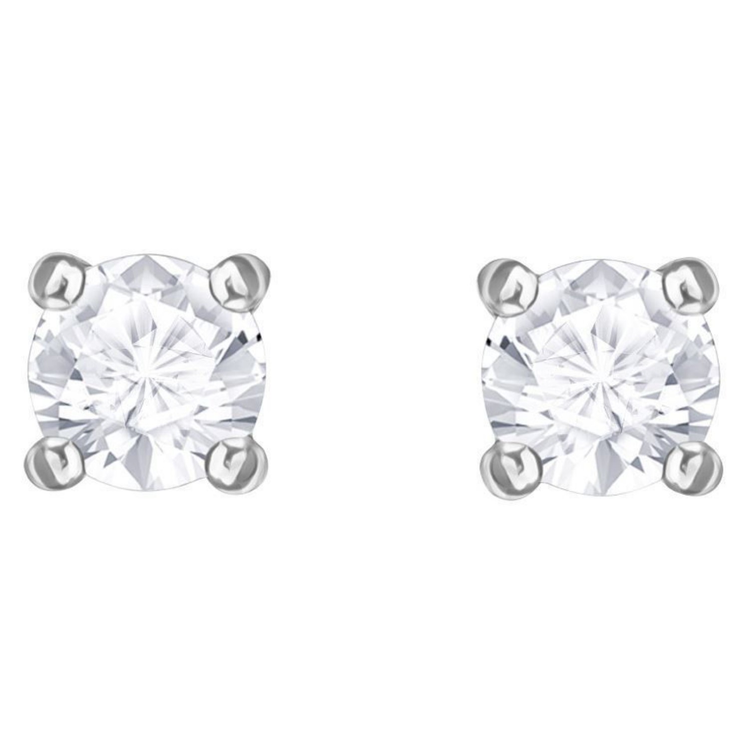 Swarovski øredobber Attract Round Pierced Earrings, White, Rhodium plated - 5408436