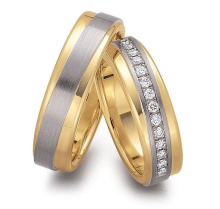 Gifteringer i hvitt & gult gull 14 kt, 6 mm. GERSTNER -28051 Gifteringer i hvitt & gult gull 14 kt, 6 mm. GERSTNER -28051
