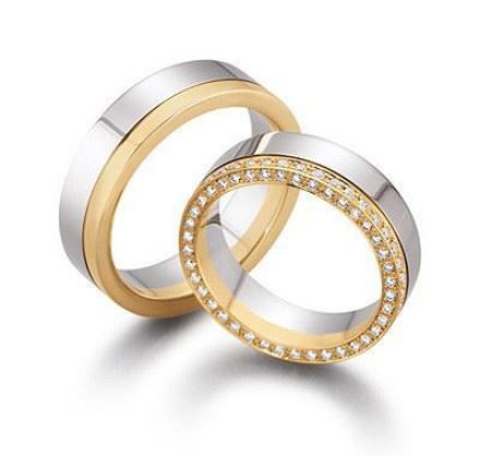 Gifteringer i hvitt & gult gull 14 kt, 6 mm. GERSTNER -28004 Gifteringer i hvitt & gult gull 14 kt, 6 mm. GERSTNER -28004