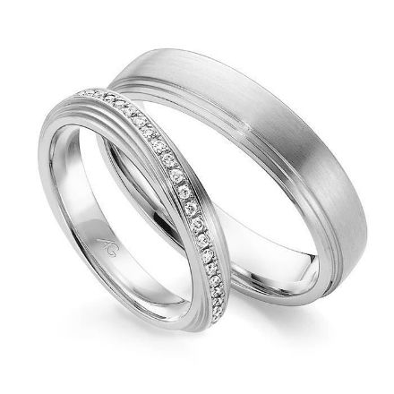 Gifteringer i hvitt gull 14 kt, 3.5 mm & 5 mm. GERSTNER -28547 Gifteringer i hvitt gull 14 kt, 3.5 mm & 5 mm. GERSTNER -28547