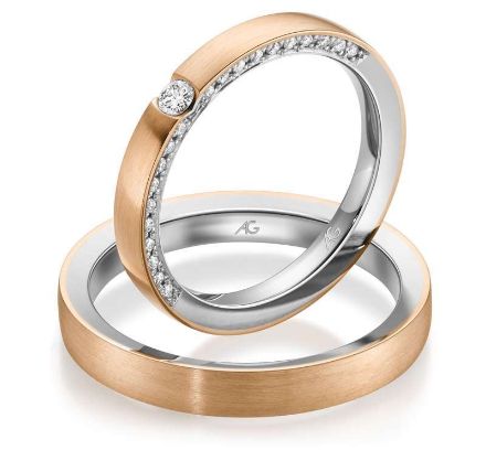 Gifteringer i hvitt & rosé gull 14 kt, 2.9 mm & 3.5 mm. GERSTNER - 28836 Gifteringer i hvitt & rosé gull 14 kt, 2.9 mm & 3.5 mm. GERSTNER - 28836