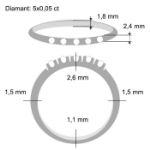 Diamantring Iselin med 5x0,05 ct TW-Si-8505050