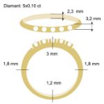 Diamantring Iselin med 5x0,10 ct TW-Si-85050100