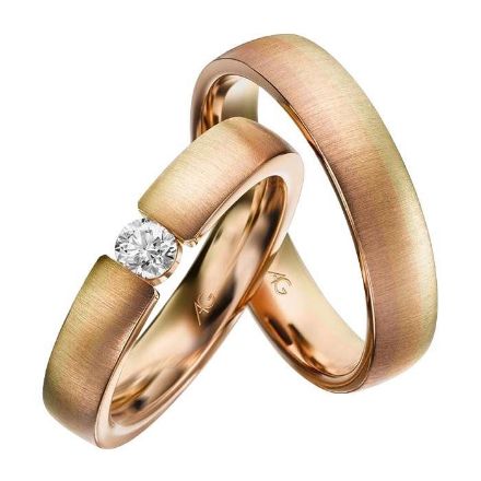 Gifteringer i rødt & rosé & gult gull 14 kt, 5 mm. GERSTNER - 28743 Gifteringer i rødt & rosé & gult gull 14 kt, 5 mm. GERSTNER - 28743