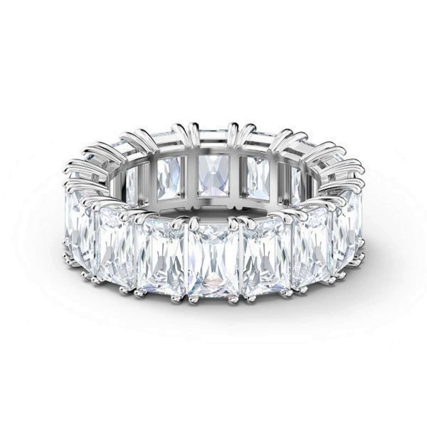 Swarovski Vittore wide ring White, Rhodium plated  - 5562129