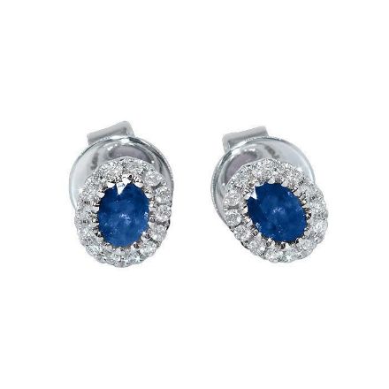 Diamantøredobber i gull 18 kt med 0,11 ct W-SI og safir-7500130 Diamantøredobber i gull 18 kt med 0,11 ct W-SI og safir-7500130