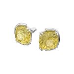 Swarovski Harmonia stud earrings Cushion cut crystals, Yellow, Rhodium plated - 5616511