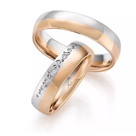 Gifteringer i hvitt & rødt gull 14kt, 5.5 mm. GERSTNER - 428864 Gifteringer i hvitt & rødt gull 14kt, 5.5 mm. GERSTNER - 428864