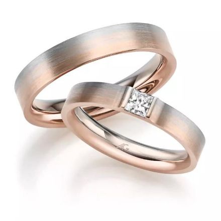 Gifteringer hvitt & rødt gull 14 kt, 3.7 mm. GERSTNER - 431298 Gifteringer hvitt & rødt gull 14 kt, 3.7 mm. GERSTNER - 431298