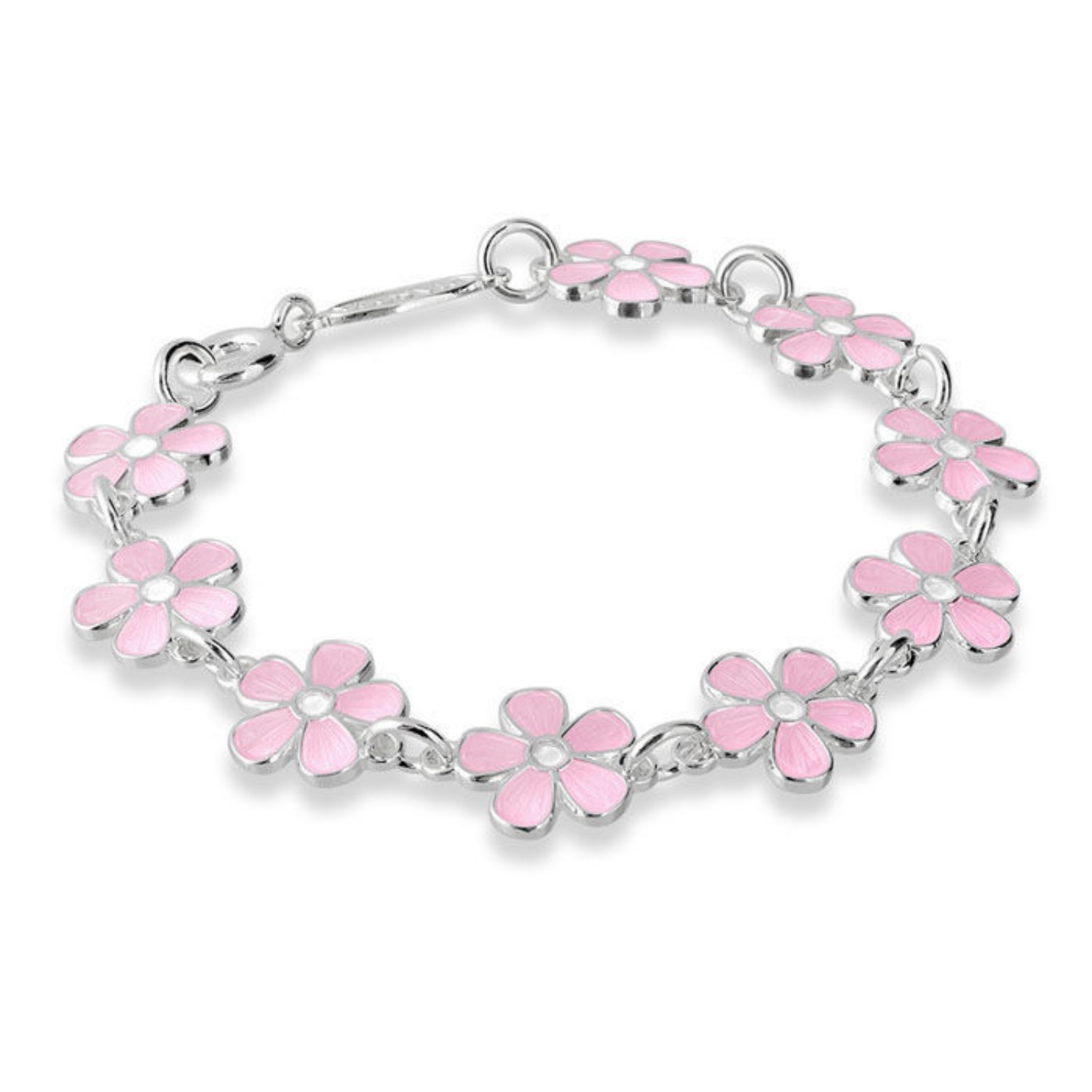 Armbånd i sølv - Rosa blomster - 90201