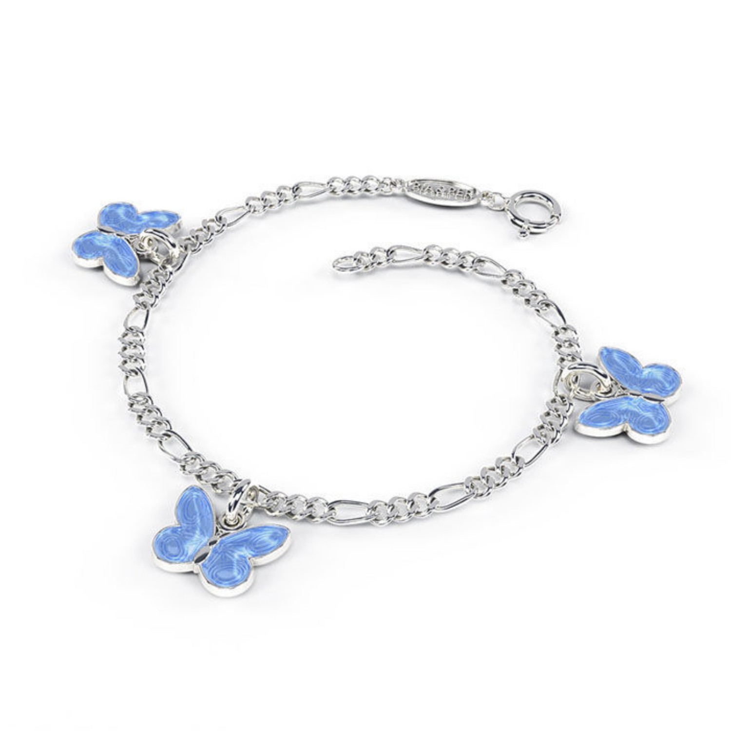 Charms-armbånd i sølv - Blå sommerfugler - 32502