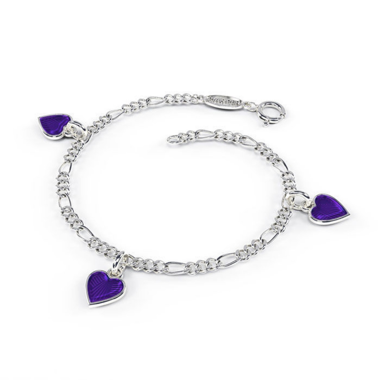 Charms-armbånd i sølv - Lilla hjerter  - 22518