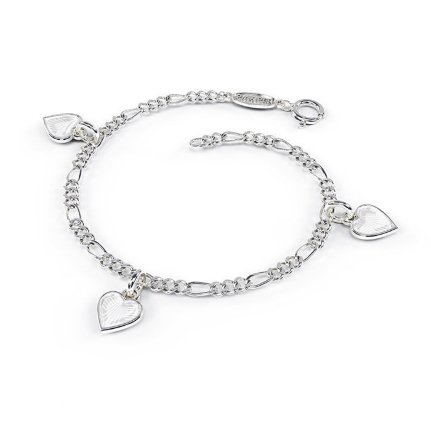 Charms-armbånd i sølv - Hvite hjerter  - 22503