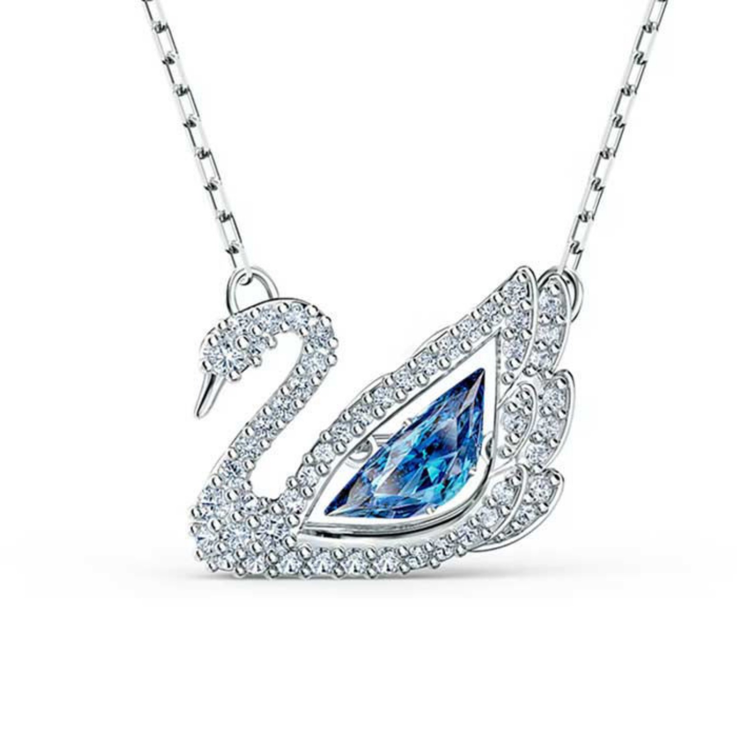 Swarovski smykke Dancing Swan Necklace, Blue, Rhodium plated - 5533397