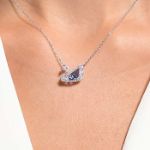 Swarovski smykke Dancing Swan Necklace, Blue, Rhodium plated - 5533397