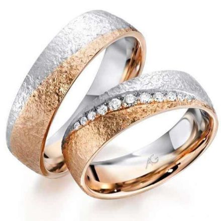 Gifteringer i palladium 950 & rødt gull 14 kt, 6 mm. GERSTNER - 28725	 Gifteringer i palladium 950 & rødt gull 14 kt, 6 mm. GERSTNER - 28725