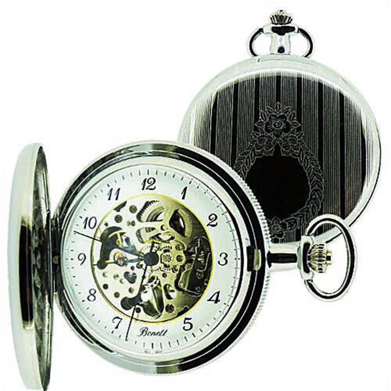Bonett lommeur, mekanisk skeleton inkl. kjede - 426
