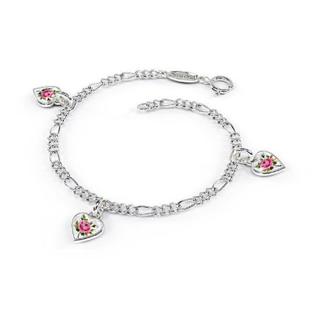 Armbånd Rosa hjerter i sølv  - 220510 Armbånd Rosa hjerter i sølv  - 220510