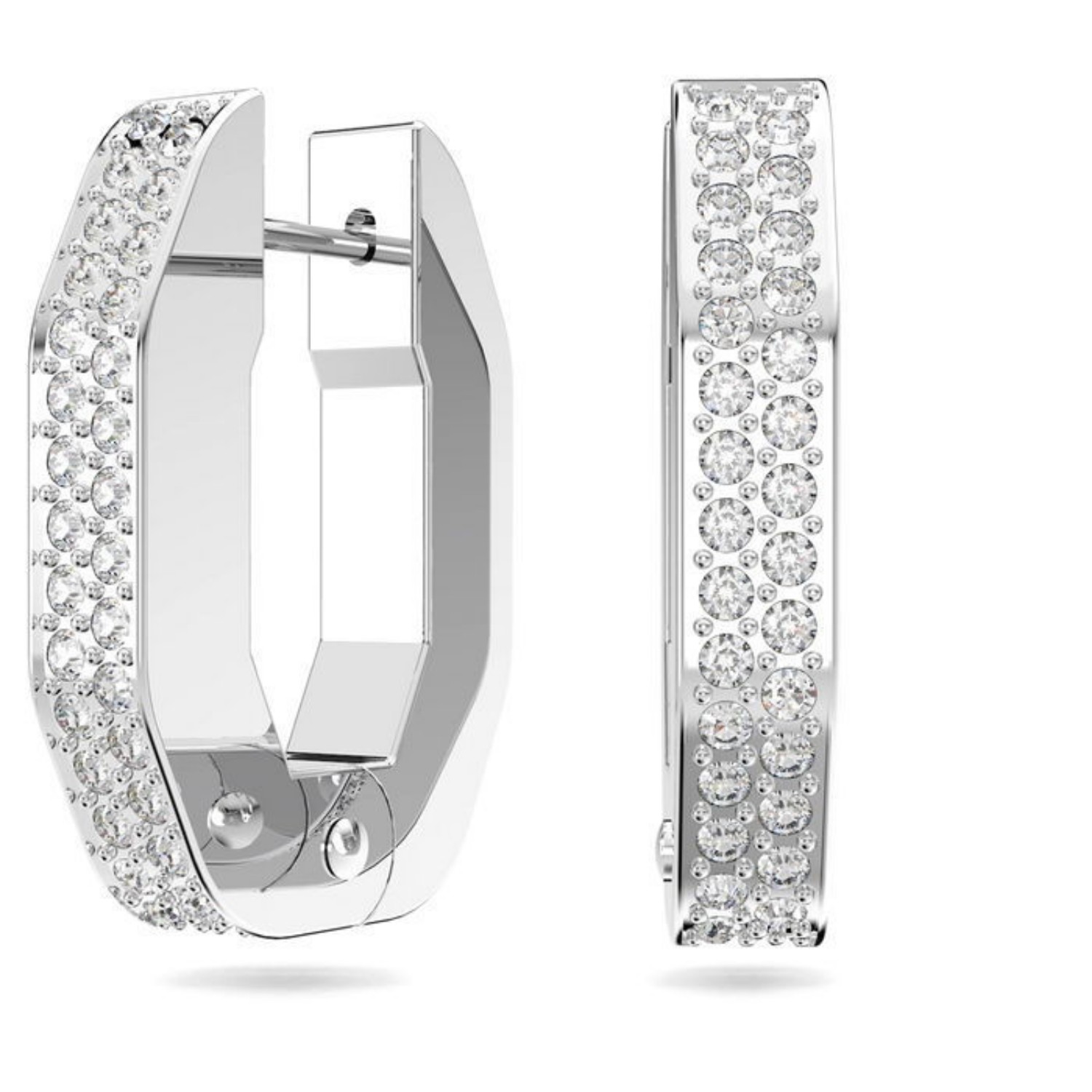 Swarovski øredobber Dextera hoop Octagon, pavé, small, hvitt - 5618307