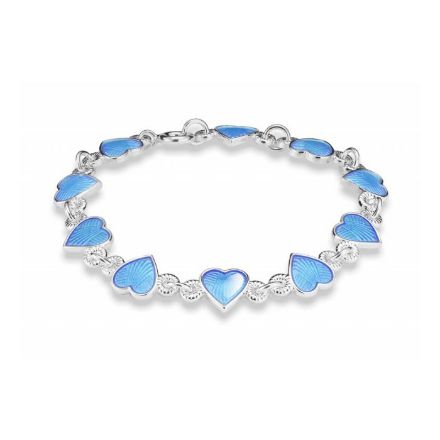 Armbånd i sølv - Lys blå hjerter Armbånd i sølv - Lys blå hjerter
