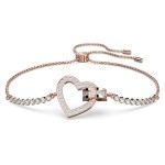 Swarovski armband Lovely bracelet Heart, White, Rose gold-tone plated - 5636443