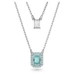 Swarovski smykke Millenia layered necklace Octagon cut, Blue, Rhodium plated - 5640557