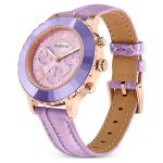 Swarovski klokke Octea Lux Chrono watch Leather strap, Purple, Rose gold-tone finish - 5632263