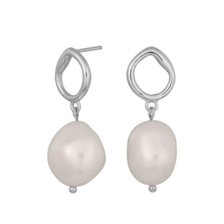 Øredobber i rhodinert sølv BAROQUE52 ferskvandsperler, 20mm - 349005 Øredobber i rhodinert sølv BAROQUE52 ferskvandsperler, 20mm - 349005