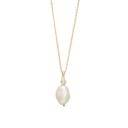 Smykke i forgyldt sølv BAROQUE52 med perle + cz 18mm - 849501-3 Smykke i forgyldt sølv BAROQUE52 med perle + cz 18mm - 849501-3
