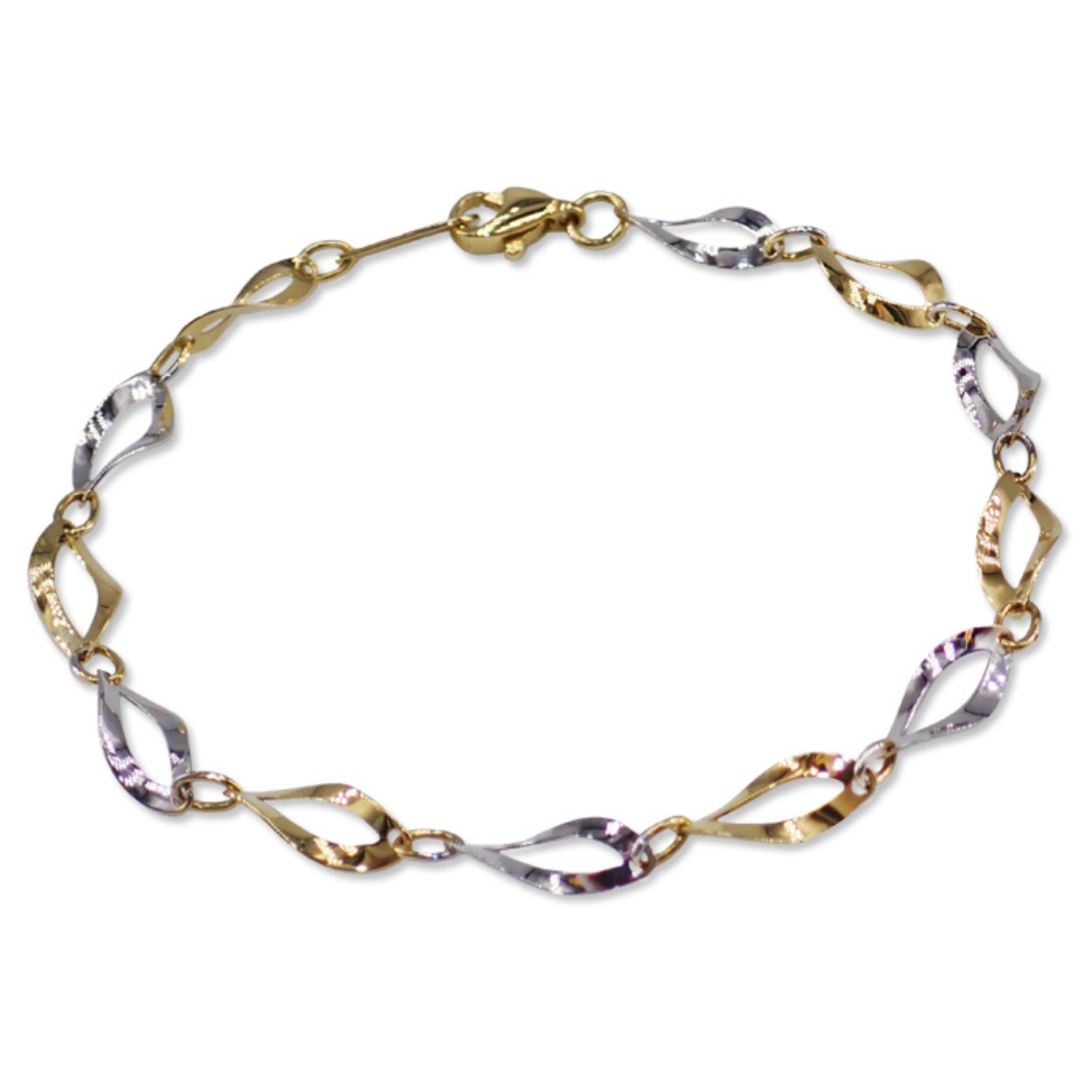 Armbånd i 18 carat hvitt og gult gull, 18 cm, bredde 5 mm - 2911221