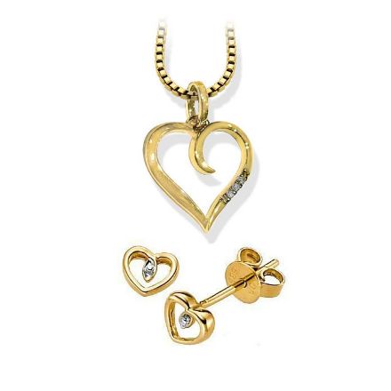 Diamantsett i gult gull 14 kt - BUR233274/6482994 Diamantsett i gult gull 14 kt - BUR233274/6482994